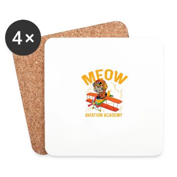 Meow Aviation Academy Copilot Gift - Coasters (set of 4) - white - Front