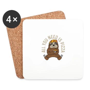 Tout ce dont vous avez besoin Cadeau de livreur de nourriture - Dessous de verre (lot de 4) - blanc - Devant