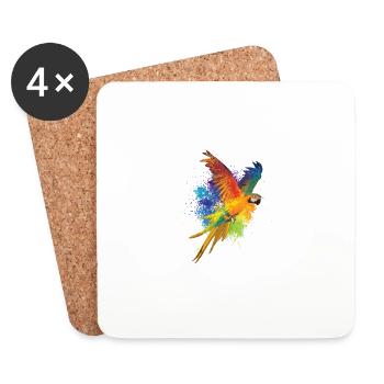 Buntes Vogel Vögelbesitzer Gift - Untersetzer (4er-Set) - Weiß - Vorne