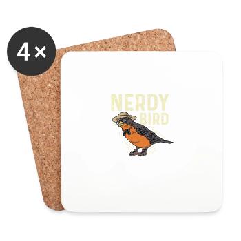 Nerdiger Vogel Smart und Nerd Geschenk - Untersetzer (4er-Set) - Weiß - Vorne