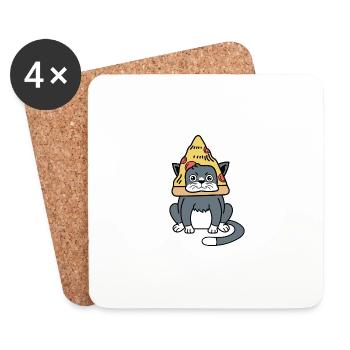 Drôle de chat chat amoureux poison - Dessous de verre (lot de 4) - blanc - Devant