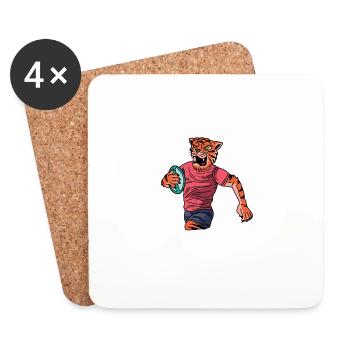 Tiger Rugby Player Football Coach Gift - Coasters (set of 4) - white - Front