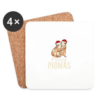 Frohe Pigmas Gesichtsmaske lustige Meerschweinchen - Untersetzer (4er-Set) - Weiß - Vorne