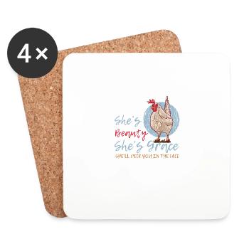 Amateur de poulet Shes Beauty Citation drôle Shes Gr - Dessous de verre (lot de 4) - blanc - Devant