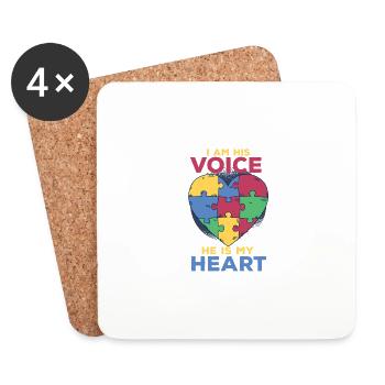 I am his voice, he is my heart Autism Be - Coasters (set of 4) - white - Front