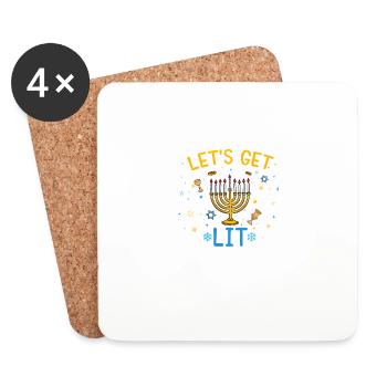 Lassen Sie uns lustige hässliche Hanukka -Awesome - Untersetzer (4er-Set) - Weiß - Vorne