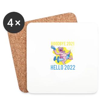Au revoir 2021 Bonjour 2022 Bonne année - Dessous de verre (lot de 4) - blanc - Devant