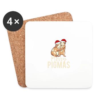 Frohe Pigmas Gesichtsmaske lustige Meerschweinchen - Untersetzer (4er-Set) - Weiß - Vorne