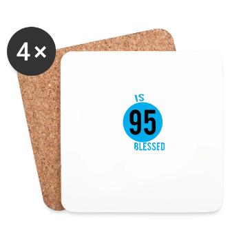 95 et béni 95th Bday for Men Women Estate - Dessous de verre (lot de 4) - blanc - Devant