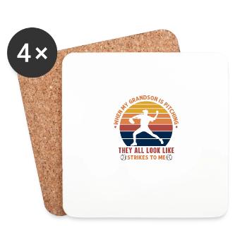 When my grandson pitches, they all look like strikes - Coasters (set of 4) - white - Front