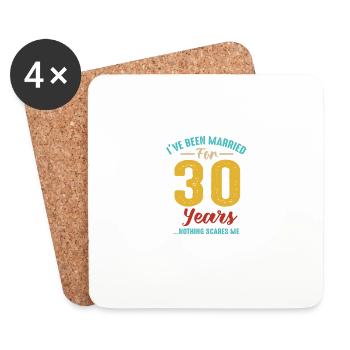 Mariée depuis 30 ans 30e anniversaire de mariage rétro - Dessous de verre (lot de 4) - blanc - Devant