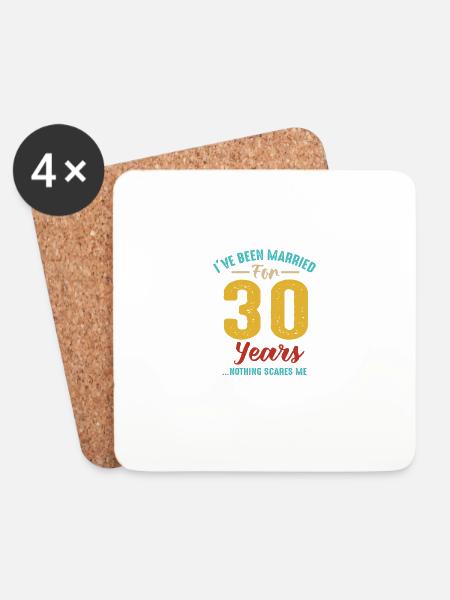 Seit 30 Jahren verheiratet 30. Hochzeitstag Retro - Untersetzer (4er-Set) - Weiß