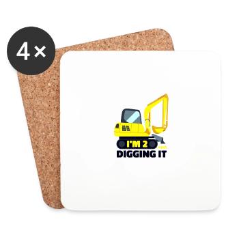 IM 2 et creusez-le Grabger enfants 2 ans 2ème jour - Dessous de verre (lot de 4) - blanc - Devant