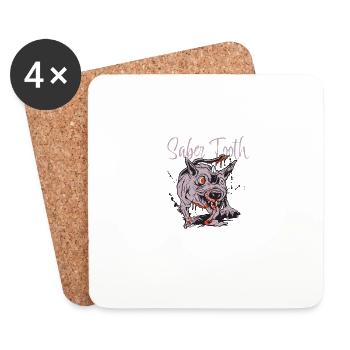 Sabre Tooth Death Mouse citation vintage amusante - Dessous de verre (lot de 4) - blanc - Devant