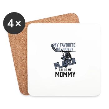 Mein Lieblings-Eishockeyspieler nennt mich Mama - Untersetzer (4er-Set) - Weiß - Vorne