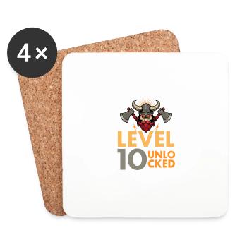 Level 10 Unlocked Video Game Vintage Vikin - Coasters (set of 4) - white - Front