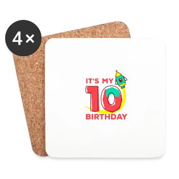 Funny quote cat ice cream It's my 10th Bday - Coasters (set of 4) - white - Front