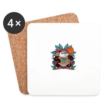 Basketball citation amusante Panda basketball - Dessous de verre (lot de 4) - blanc - Devant