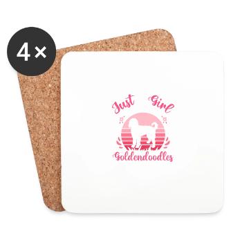Les filles qui aiment Goldendoodles, des chiens mignons - Dessous de verre (lot de 4) - blanc - Devant