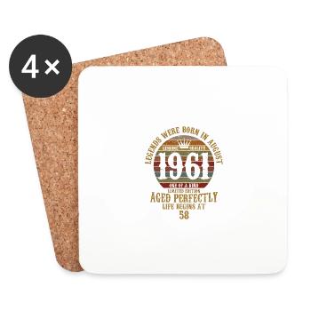 Légendes nées en août 1961 Vintage Bday Graphics - Dessous de verre (lot de 4) - blanc - Devant