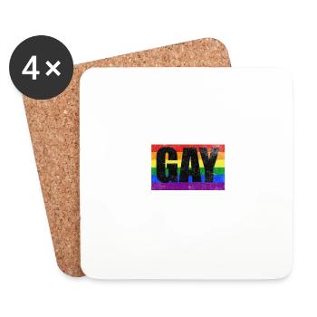 Je ne suis pas gay mais ma femme est drôle L - Dessous de verre (lot de 4) - blanc - Devant