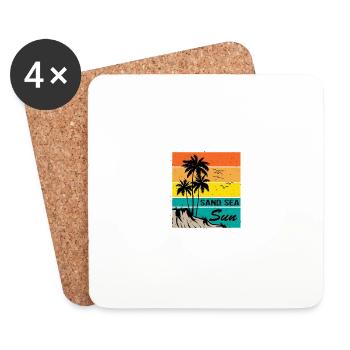 Hawaii Hawaiian Vacation 2022 Retro Matching Family - Dessous de verre (lot de 4) - blanc - Devant