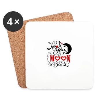 Drôle de citation douce je t’aime à la lune et - Dessous de verre (lot de 4) - blanc - Devant