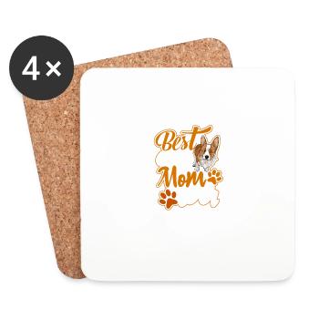 Drôle Corgi Maman Art Femmes Filles Chiens Pembroke C - Dessous de verre (lot de 4) - blanc - Devant