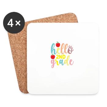 Bonjour 2ème deuxième classe Rentrée Tie Dye Girl - Dessous de verre (lot de 4) - blanc - Devant