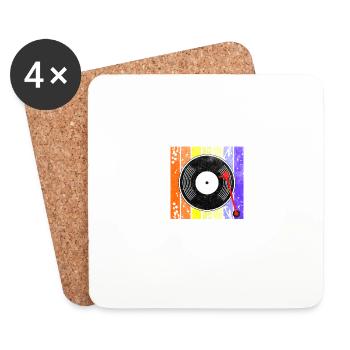 Depuis 1977 Vinyle Rétro -Disques -Vintage -Musique - Dessous de verre (lot de 4) - blanc - Devant