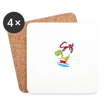 Vacances d’été Surf Surfer’s Dino - Dessous de verre (lot de 4) - blanc - Devant