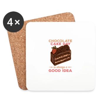 La journée du gâteau au chocolat est toujours une bonne idée, Bäc - Dessous de verre (lot de 4) - blanc - Devant