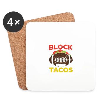 Bloqué pour un joueur de rugby tacos - Dessous de verre (lot de 4) - blanc - Devant