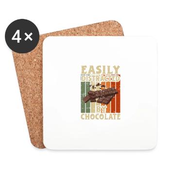 Facilement distrait par le chocolat - Dessous de verre (lot de 4) - blanc - Devant