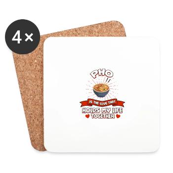 Pho garde ma vie ensemble soupe de nouilles drôle H - Dessous de verre (lot de 4) - blanc - Devant