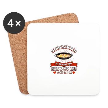 Shakshuka garde ma vie ensemble oeufs drôles - Dessous de verre (lot de 4) - blanc - Devant