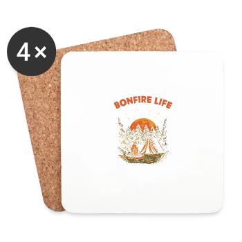 Bonfire Life Camping Wildlife Camper Nature en plein air - Dessous de verre (lot de 4) - blanc - Devant