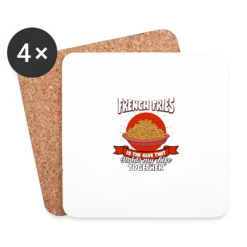 Français frites gardent ma vie ensemble Dictons Fin - Dessous de verre (lot de 4) - blanc - Devant