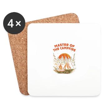 Meister des Lagerfeuers Camping Dad Camper Daddy F - Untersetzer (4er-Set) - Weiß - Vorne