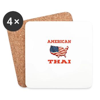 Américain avec Thaila patriotique thaïlandais - Dessous de verre (lot de 4) - blanc - Devant