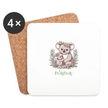 Maman Koala ours câlin I Couronne florale maman I Koala - Dessous de verre (lot de 4) - blanc - Devant