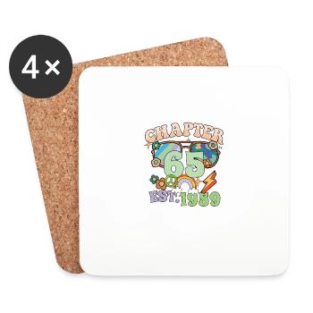 Turning 65 65th Birthday Retro Theme Peace Sign - Untersetzer (4er-Set) - Weiß - Vorne