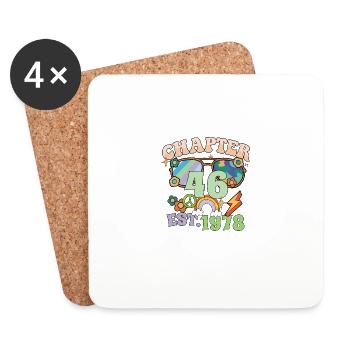 Turning 46 46th Birthday Retro Theme Peace Sign - Coasters (set of 4) - white - Front