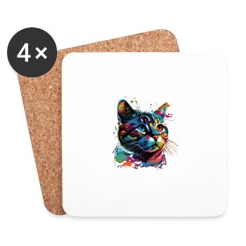 Colorful American Shorthair Cat Gaze - Untersetzer (4er-Set) - Weiß - Vorne