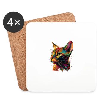 Abyssinian Cat Colorful Gaze - Untersetzer (4er-Set) - Weiß - Vorne