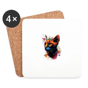 Abyssinian Cat Colorful Gaze - Untersetzer (4er-Set) - Weiß - Vorne