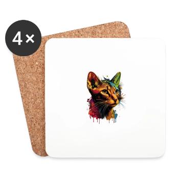 Abyssinian Cat Colorful Gaze - Untersetzer (4er-Set) - Weiß - Vorne