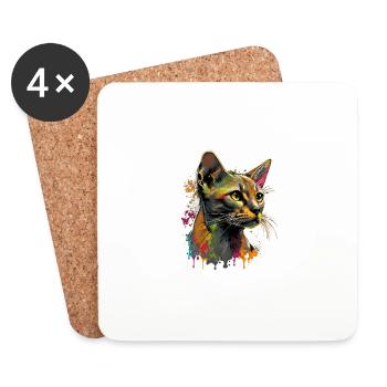 Abyssinian Cat Colorful Gaze - Untersetzer (4er-Set) - Weiß - Vorne
