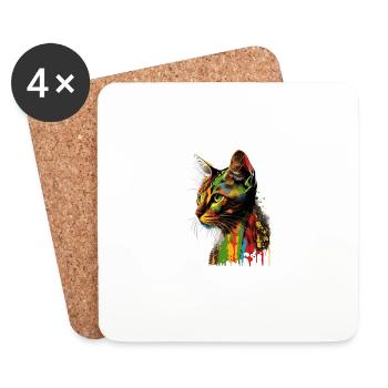 Abyssinian Cat Colorful Gaze - Untersetzer (4er-Set) - Weiß - Vorne