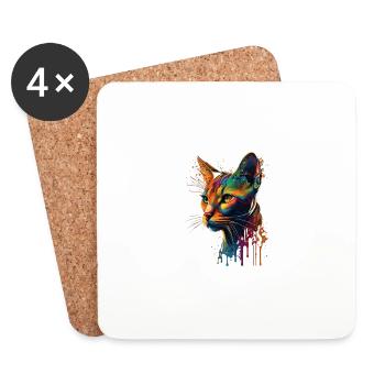 Abyssinian Cat Colorful Gaze - Untersetzer (4er-Set) - Weiß - Vorne